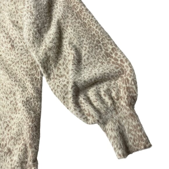 CHICO'S Beige Leopard Animal Mock Neck Sweater Plush Pullover Women’s Size 3 XL - Picture 5 of 7